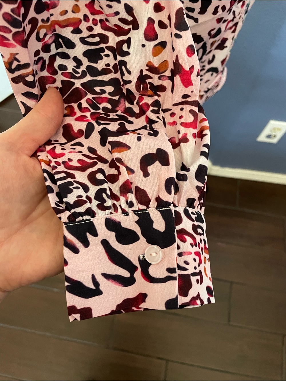 Large Pink Floral & Leopard Print Wrap Twist Top - Picture 11 of 13